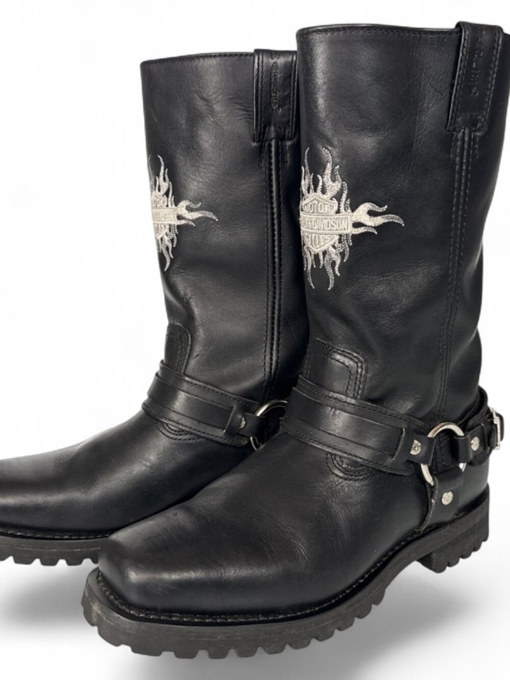 Harley-Davidson Bar Sentry Flame Harness Boot Men's 9 Black Leather